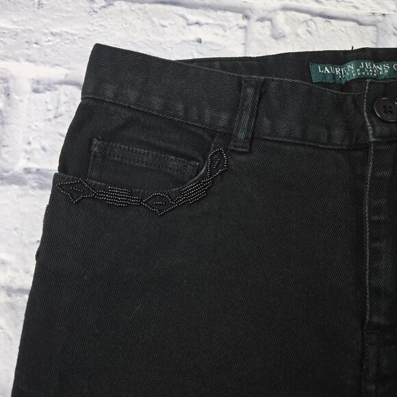 Lauren Jeans Co Beaded Jeans Black Southwestern Bootcut Ralph Lauren sz 4 Petite - Picture 8 of 16